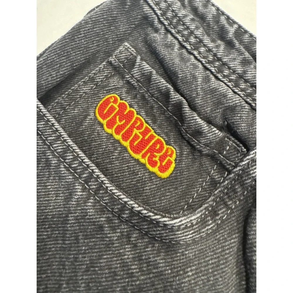 Empyre Loose Jeans Mens 30 Black Relaxed Denim Dark‎ Wash Logo Casual